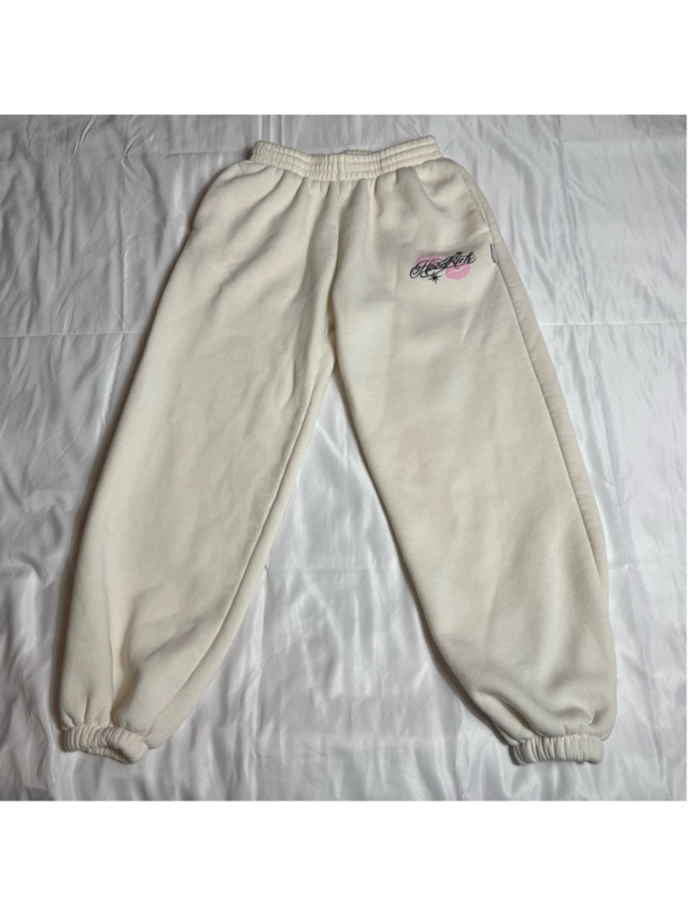 Women's HOODRICH Cream Pink Logo Joggers S